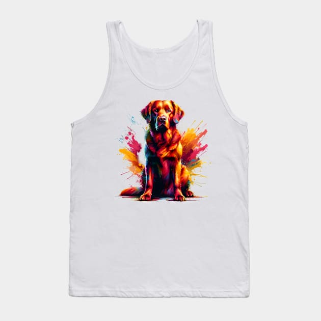 Colorful Abstract Chesapeake Bay Retriever Portrait Tank Top by ArtRUs